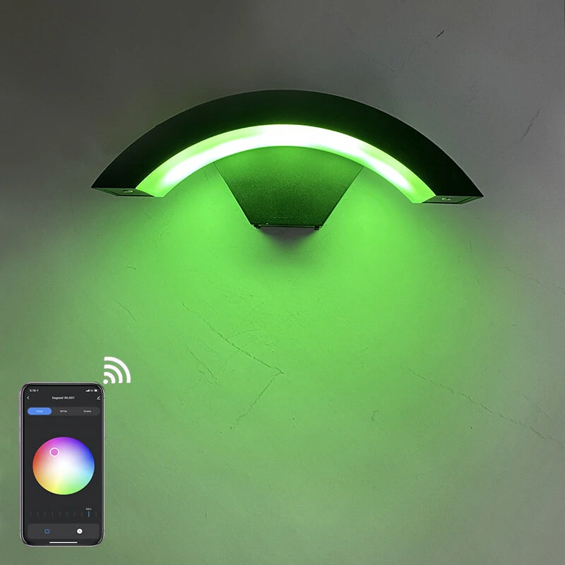 (image for) 9W Arc Shape Tuya WiFi Wall Light RGBW Color Change and Dimming Works with Smart Life APP Google Home and Alexa Voice Control