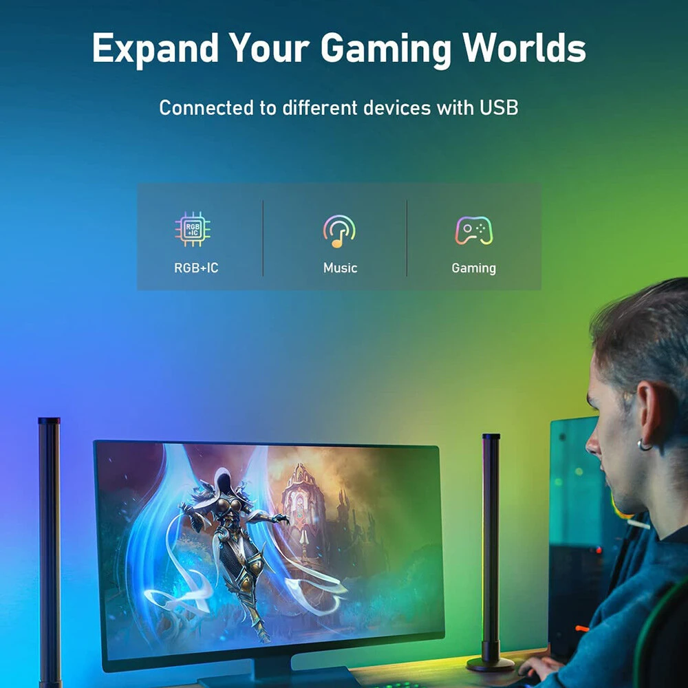 (image for) LIXINCORDA Smart LED RGBIC Desktop Lamp Atmosphere Rhythm Pickup Light Bars Bluetooth APP Control Remote Control