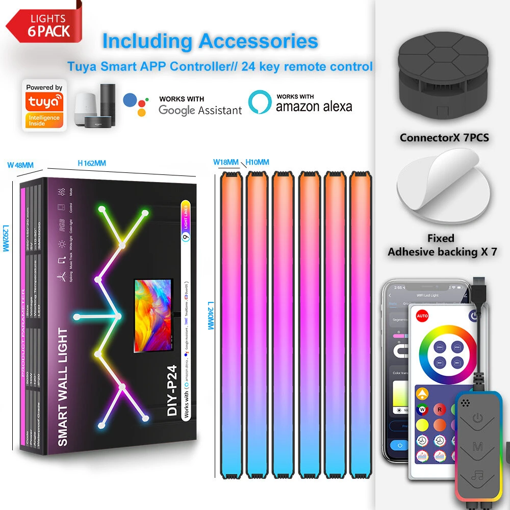 (image for) LIXINCORDA Tuya Smart Splicing Light Bars DIY Indoor Wall Atmosphere Light LED Creative Sound Pickup Quantum Lamp