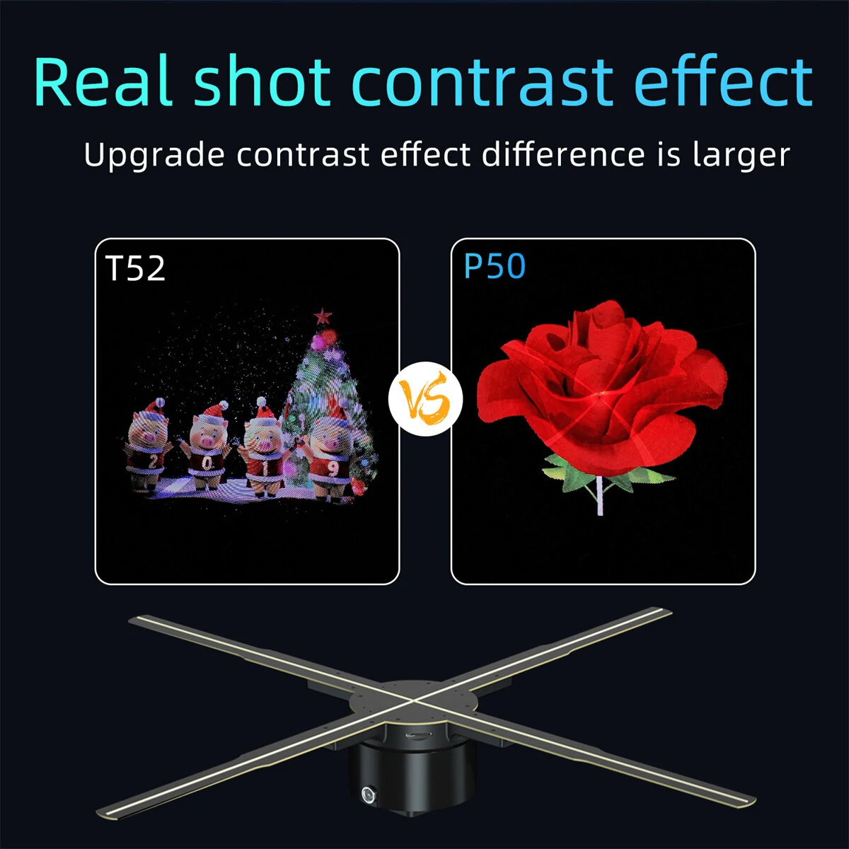 (image for) P50 Wifi Holographic Fan 3D Advertising Machine 576 LED Sign Neon Smart HD Player Support Video Picture Logo Holographic Light EU Plug